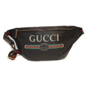 GUCCI Logo Body Bag Red Green Black Leather Classic